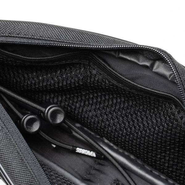 Profile Design Explorer large top tube bike storage pack with splash-proof zipper, mounted on a bicycle frame.