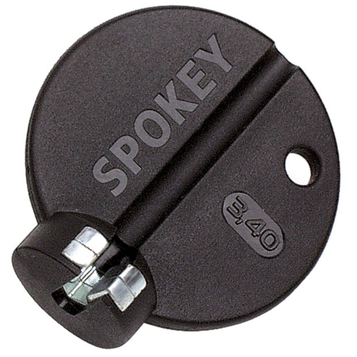 Rixen-Kaul Spokey Pro 3.40 wheel tool in black, a professional spoke nipple wrench used for bike wheel maintenance.