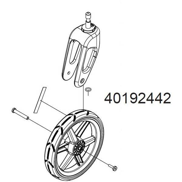 Thule Chariot stroller wheel and caster replacement accessory for Cross and Lite models, showing the wheel and mounting hardware.