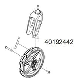 Thule Chariot stroller wheel and caster replacement accessory for Cross and Lite models, showing the wheel and mounting hardware.