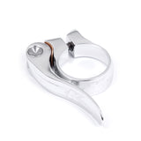 Silver KUK quick release bike seat clamp for 31.8mm seatposts, durable Upgrade component for secure bike seat attachment.