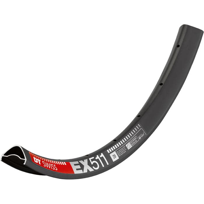 DT Swiss EX 511 SBWT black MTB rim with disc-specific Presta-drilled design for 27.5" and 29-inch mountain bikes
