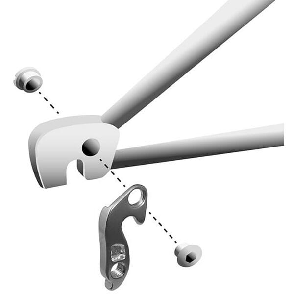 M Part gear hanger for Specialized bikes, durable replacement bike component, shown mounted on a bicycle gear system.