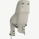 Urban Iki U-ME Easy Fix rear child seat with pannier rack attachment for bikes and e-bikes, shown installed on a bicycle.