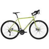 Surly Disc Trucker touring bike frame with 700c wheels and flat-mount disc brakes, suited for adventure riding.