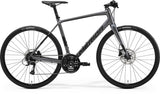 Merida Speeder 100 hybrid bike with Shimano Acera components and hydraulic disc brakes, ready for city riding and light trail adventures.