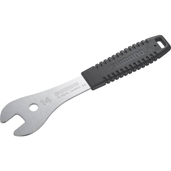 Shimano Workshop TL-HS34 14mm cone spanner for bike wheel adjustments, durable and precise bike tool.