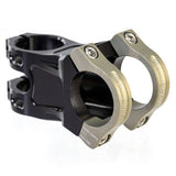 Renthal Apex mountain bike stem with 6° rise/drop and 240° clamp design, showcasing its adjustable components and sturdy build.