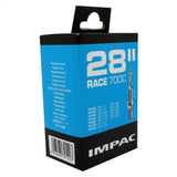 Schwalbe Impac SV28 700c inner tube for road and hybrid bikes, showing the rubber tube and valve for bicycle wheel replacement.