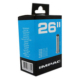 Schwalbe Impac AV26 26-inch inner tube with Schrader valve for 1.25 to 2.35-inch bike tires, shown on a white background.