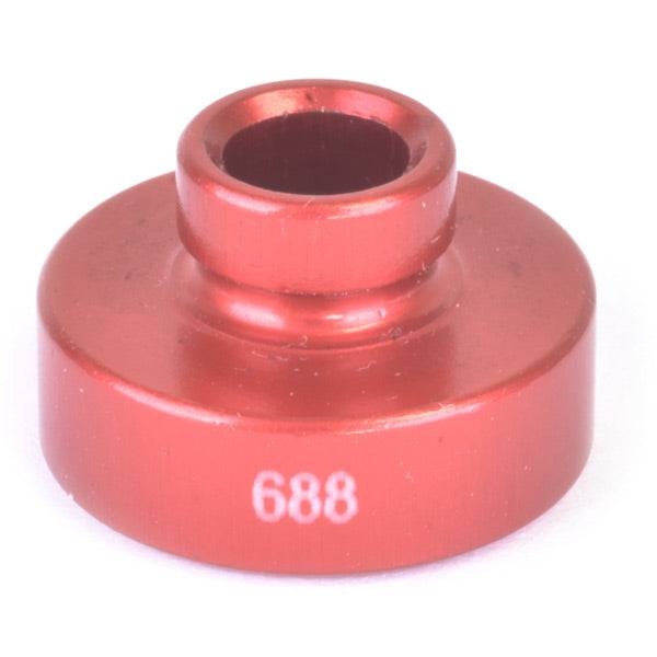 Wheels Manufacturing 688 open bore replacement adapter for WMFG small bearing press in a workshop setting.