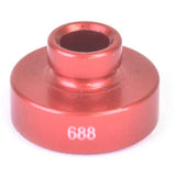 Wheels Manufacturing 688 open bore replacement adapter for WMFG small bearing press in a workshop setting.