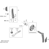 Shimano Spares FCM8200 left hand crank arm unit with protection sticker, bicycle component replacement part.