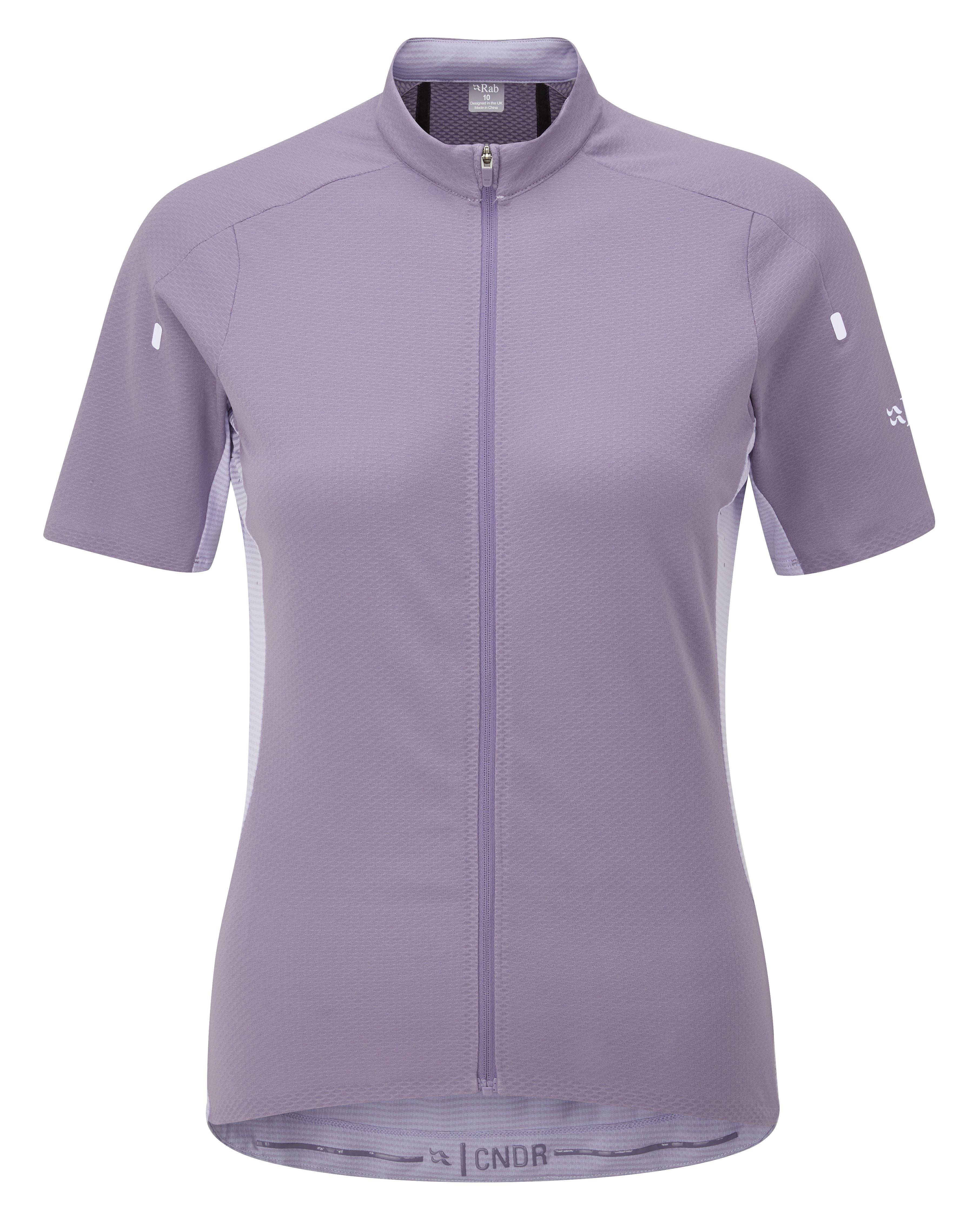 Rab Cinder women's cycling jersey with ventilation, secure zip pockets, and tailored fit, designed for comfortable riding.