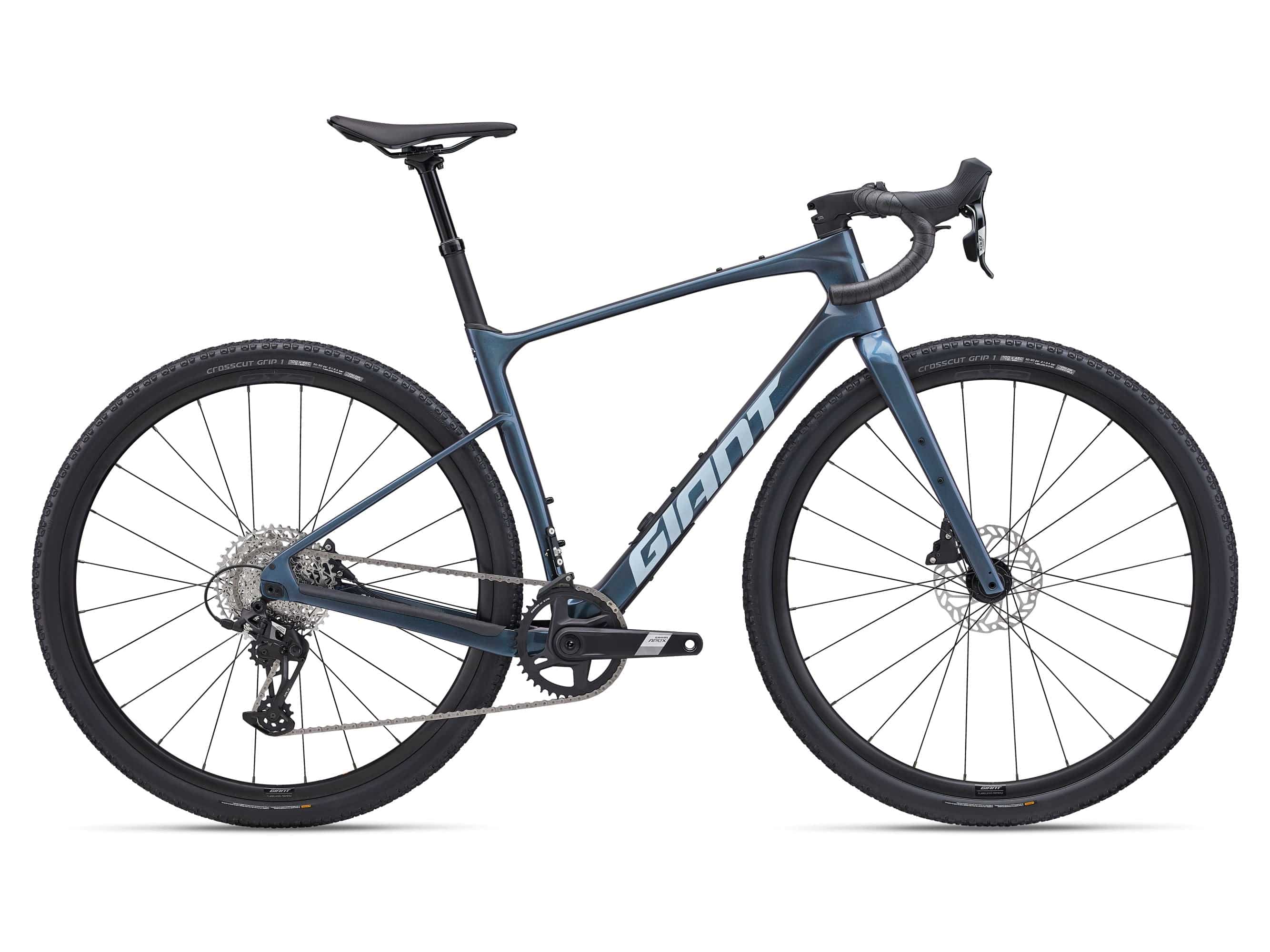 Giant Revolt Advanced 1 gravel bike with adjustable wheelbase and integrated storage compartment, suitable for versatile riding.