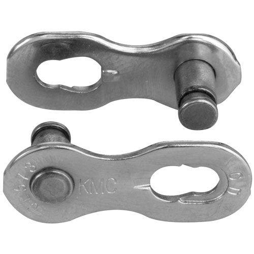 KMC Missinglink E1Nr EPT silver single speed 3/32" chain connector pack showing two metal chain links for bike repair.