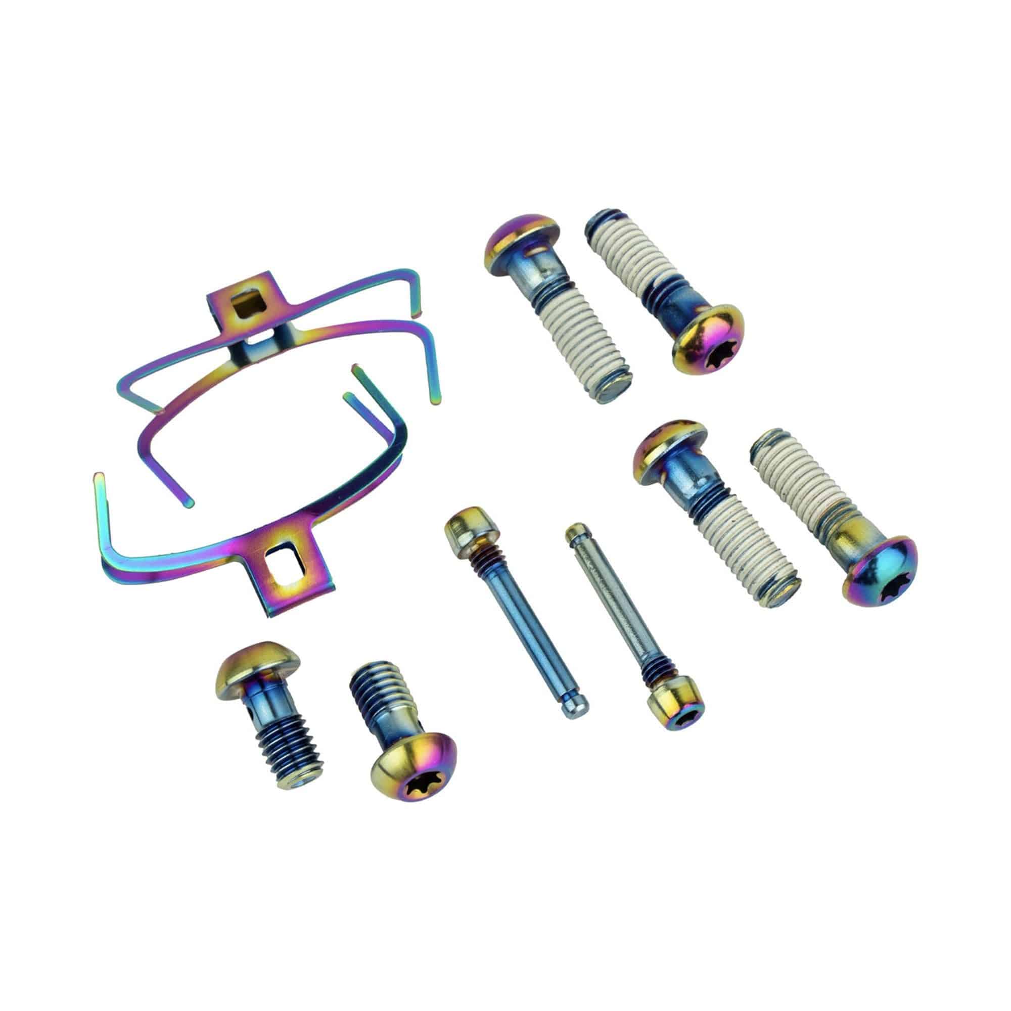SRAM Spare - Disc Brake Caliper Hardware Upgrade Kit - Rainbow (Includes CPS Mounting Bolts, Banjo Bolt, H-Spring, Pad Pin) To Upgrade Qty 2 Calipers, G2 Ult/RSC: | Swinnerton Cycles
