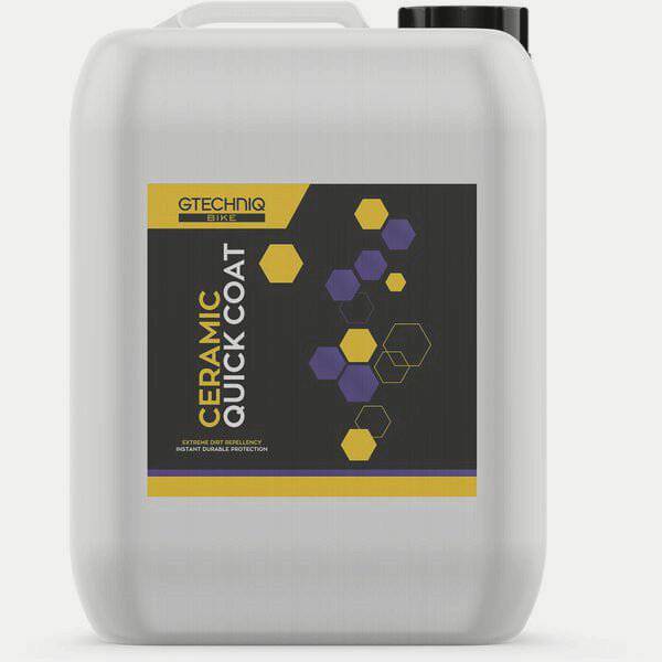 Gtechniq Bike Ceramic Quick Coat workshop image showing application of durable SiO2 nanotech protection on a bike surface.