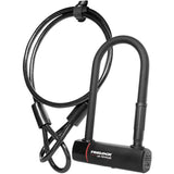 Trelock U5 Mini 180mm D-Lock with 120cm Flex Cable, Sold Secure Gold bike lock, showcasing durable steel locking mechanism.