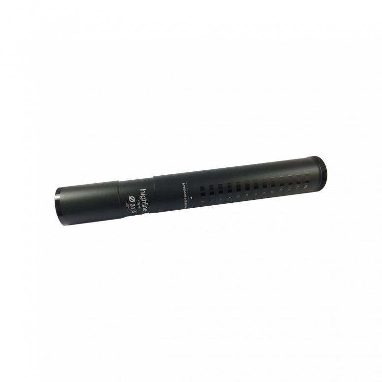 Crankbrothers Highline 7 keyway seatpost in 31.6mm diameter and 125mm length, showing the sleek black component design.