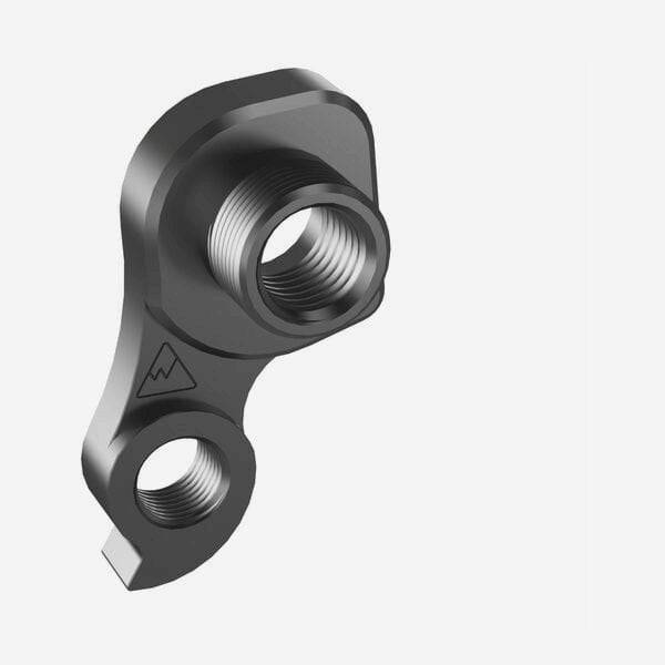 Wheels Manufacturing replaceable derailleur hanger 579 CNC machined dropout for bicycle components, mounted on a bike frame.