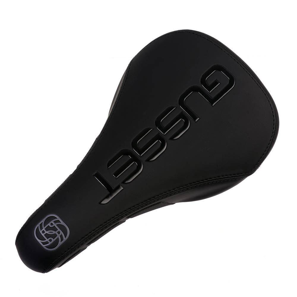 Gusset Components S2 DJ saddle with pivotal stealth fit and anti-slide grip, designed for BMX and DJ bike riding.