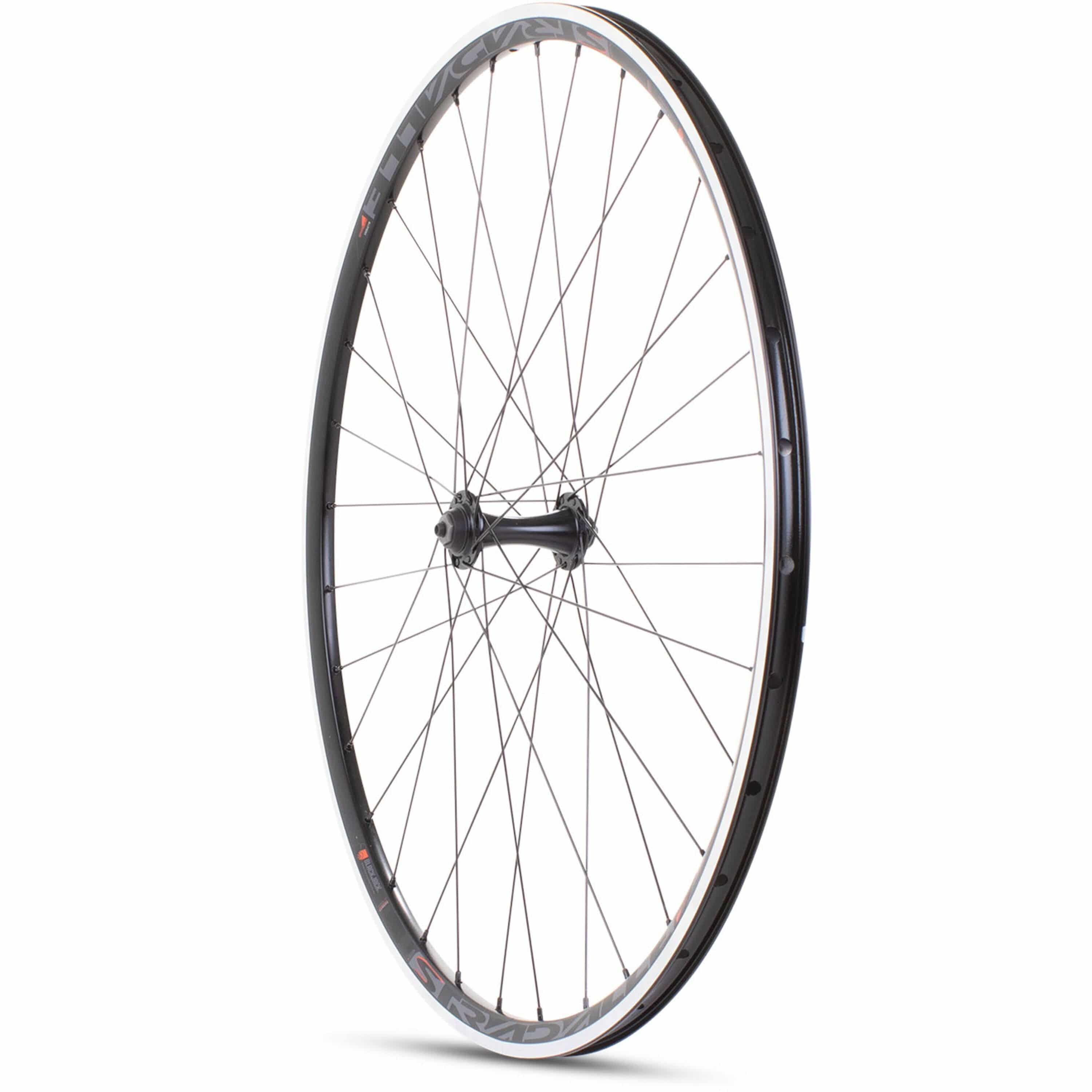 Black M Part Wheels 700c road front quick release wheel with rim brake compatibility, designed for bicycle components.