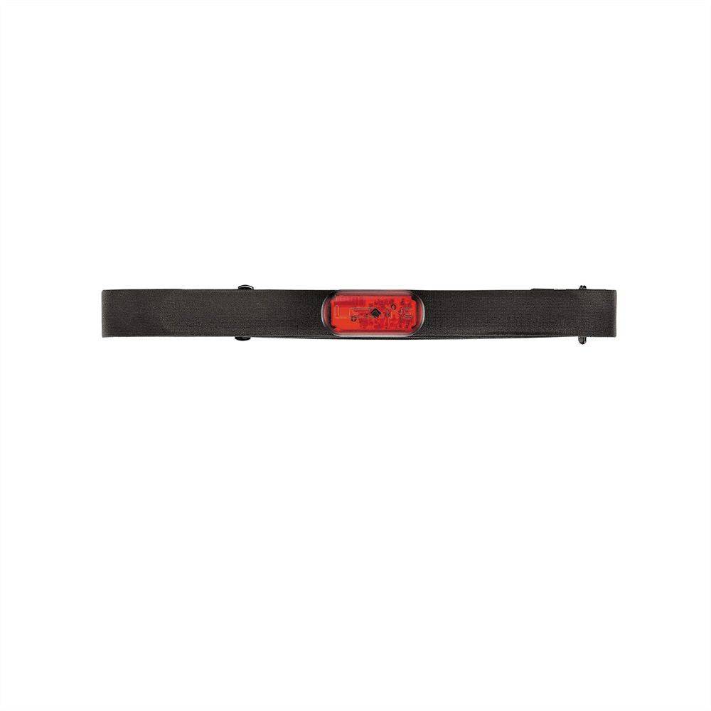 Lezyne HR Flow Bluetooth heart rate monitor with LED indicator in black, designed for fitness accessories and workout tracking