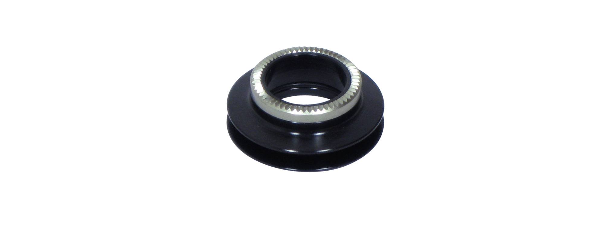 Bontrager DT240 15mm drive side axle end cap in black for 100/110mm OLD front or rear hub replacement.