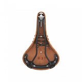Brooks B17 Softened Tan Leather bike saddle with black steel rails, showing its classic design and durable construction.