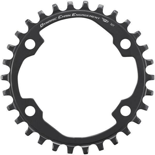 Shimano CUES FC-U6000-1 11/10/9 speed single chainring for MTB and urban bikes, shown mounted on bike crankset