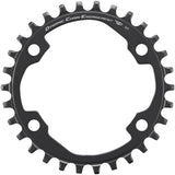 Shimano CUES FC-U6000-1 11/10/9 speed single chainring for MTB and urban bikes, shown mounted on bike crankset