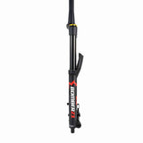 Marzocchi Bomber Z1 2022 MTB fork with tapered suspension and Grip Sweep-Adjust features, mounted on a mountain bike.