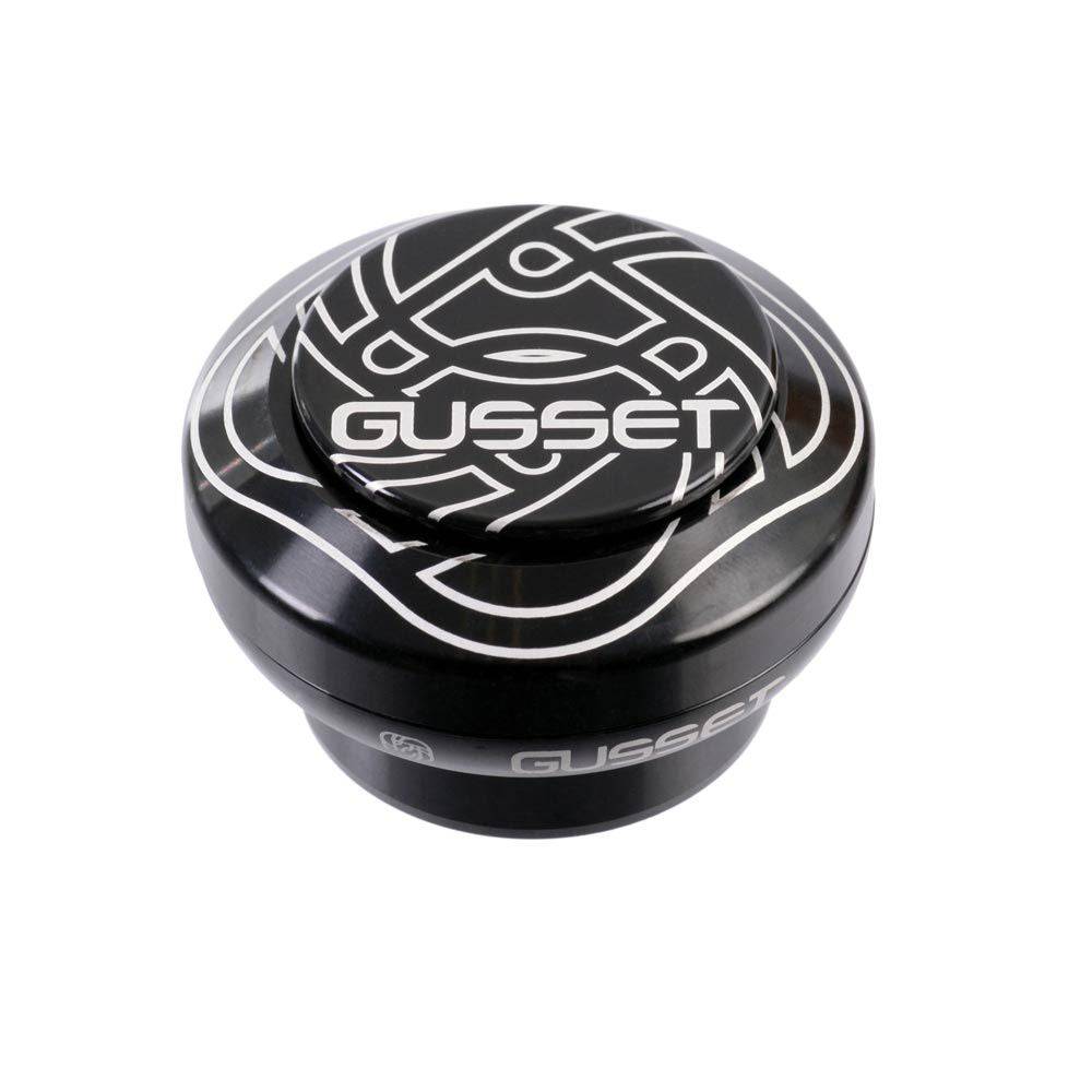 Gusset Components S2 Mix'N'Match headset with sealed angular contact bearings for durable bike steering, shown in close-up.