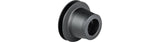 Bontrager DT240 12mm non-drive axle end cap in black attached to 100mm OLD front or rear bike hub component.