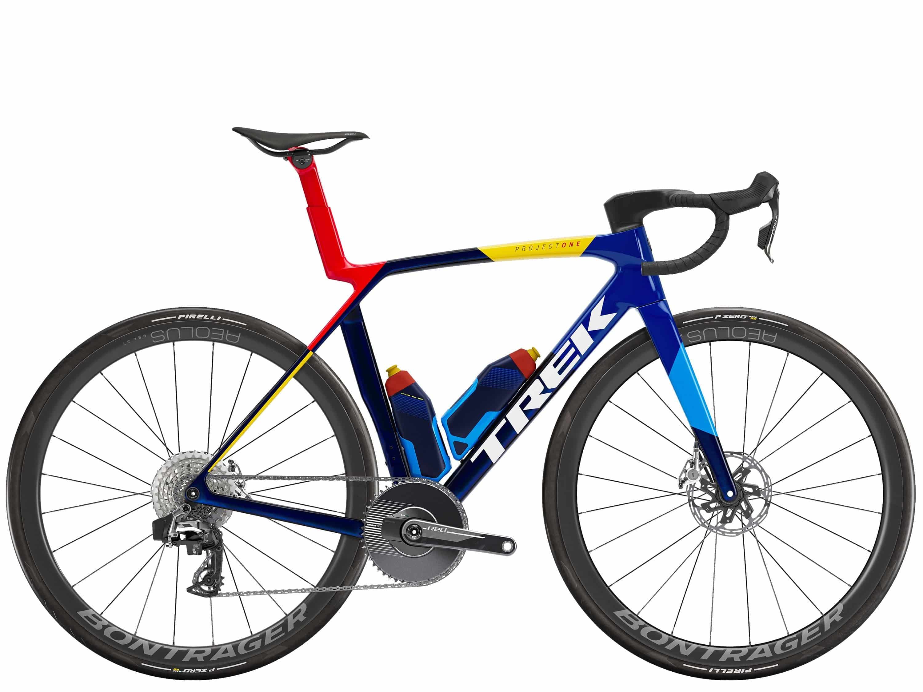 Trek Madone SLR 9 AXS Gen 8 road bike with SRAM 12-speed drivetrain, aerodynamic frame, and sleek racing design.