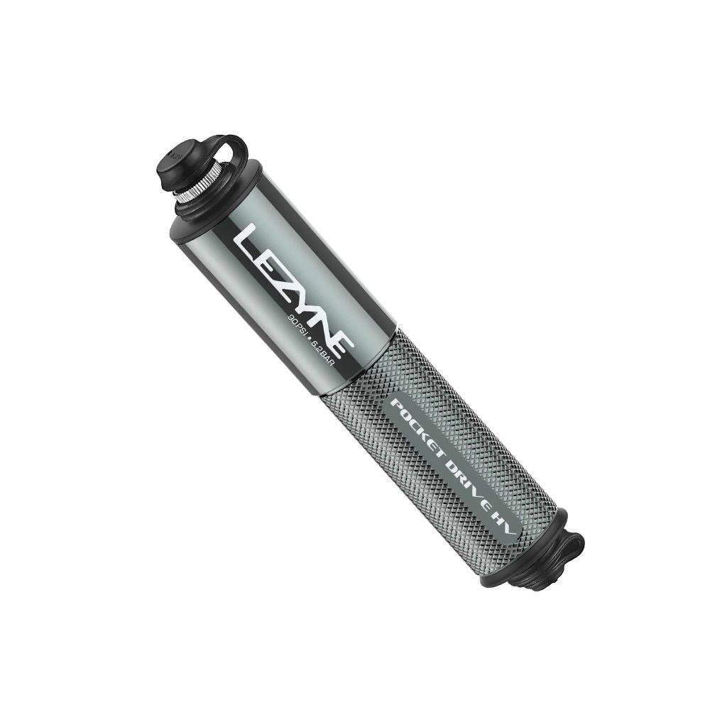 Lezyne Pocket Drive HV compact bike pump with durable construction and ABS flex hose, ideal for cycling accessories.