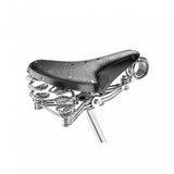 Brooks B33 saddle with rear coil springs and chrome rails, designed for comfortable cycling.