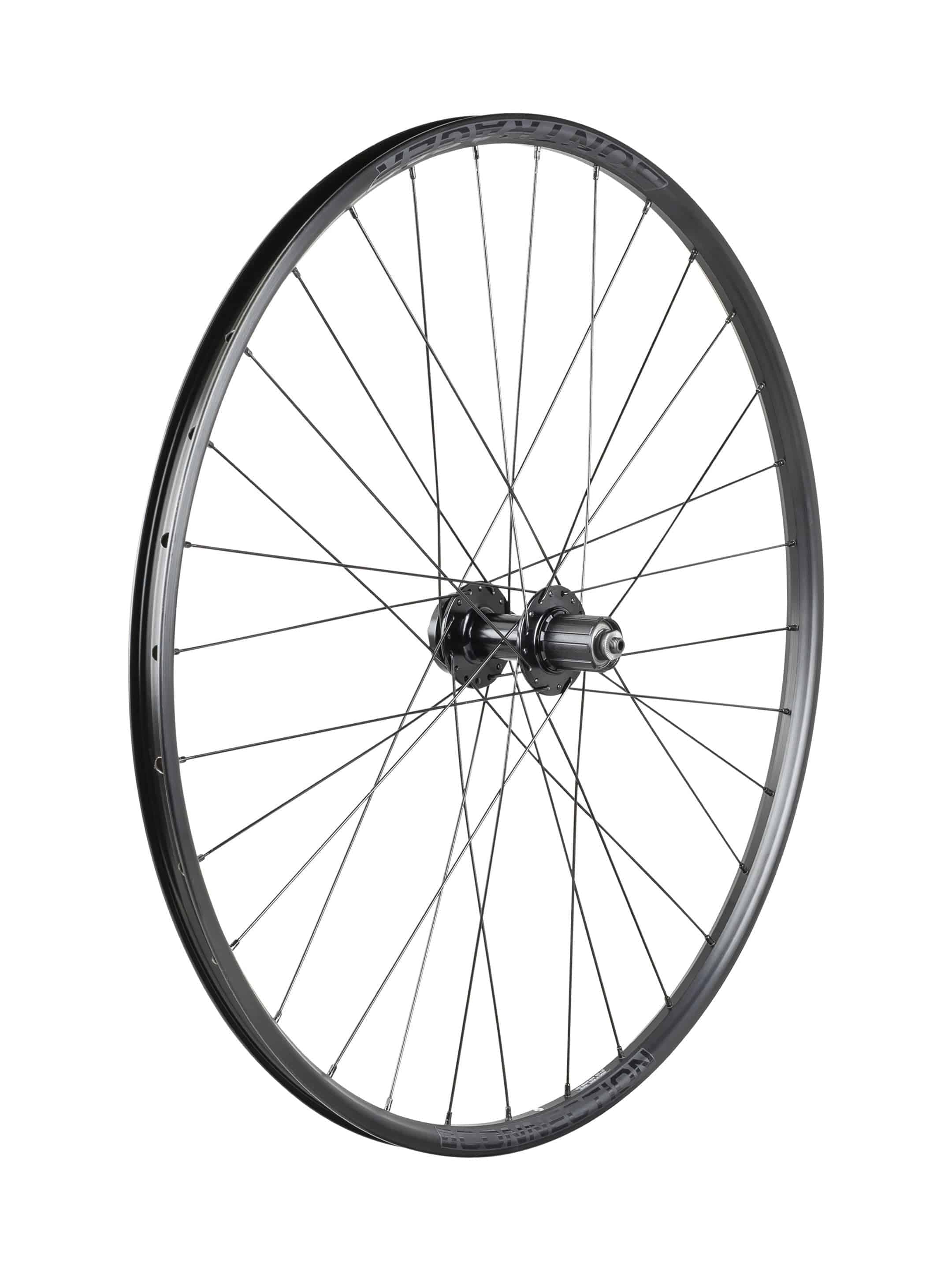 Bontrager Connection QR 6-Bolt Boost 29-inch rear MTB wheel with Shimano HG 8/9/10-Speed cassette, mountain bike components.