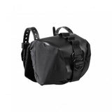 Topeak Gearpack black MTB and gravel bike accessory bag with tool-free mounting, shown attached to a bike frame.