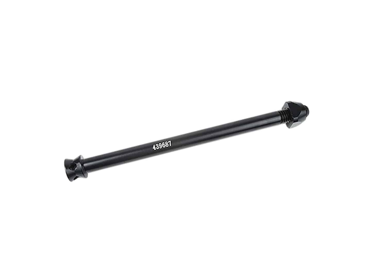 Trek Ticket Signature Rear Axle 142mm in black, a replacement rear hub component for bicycle upgrade or repair.