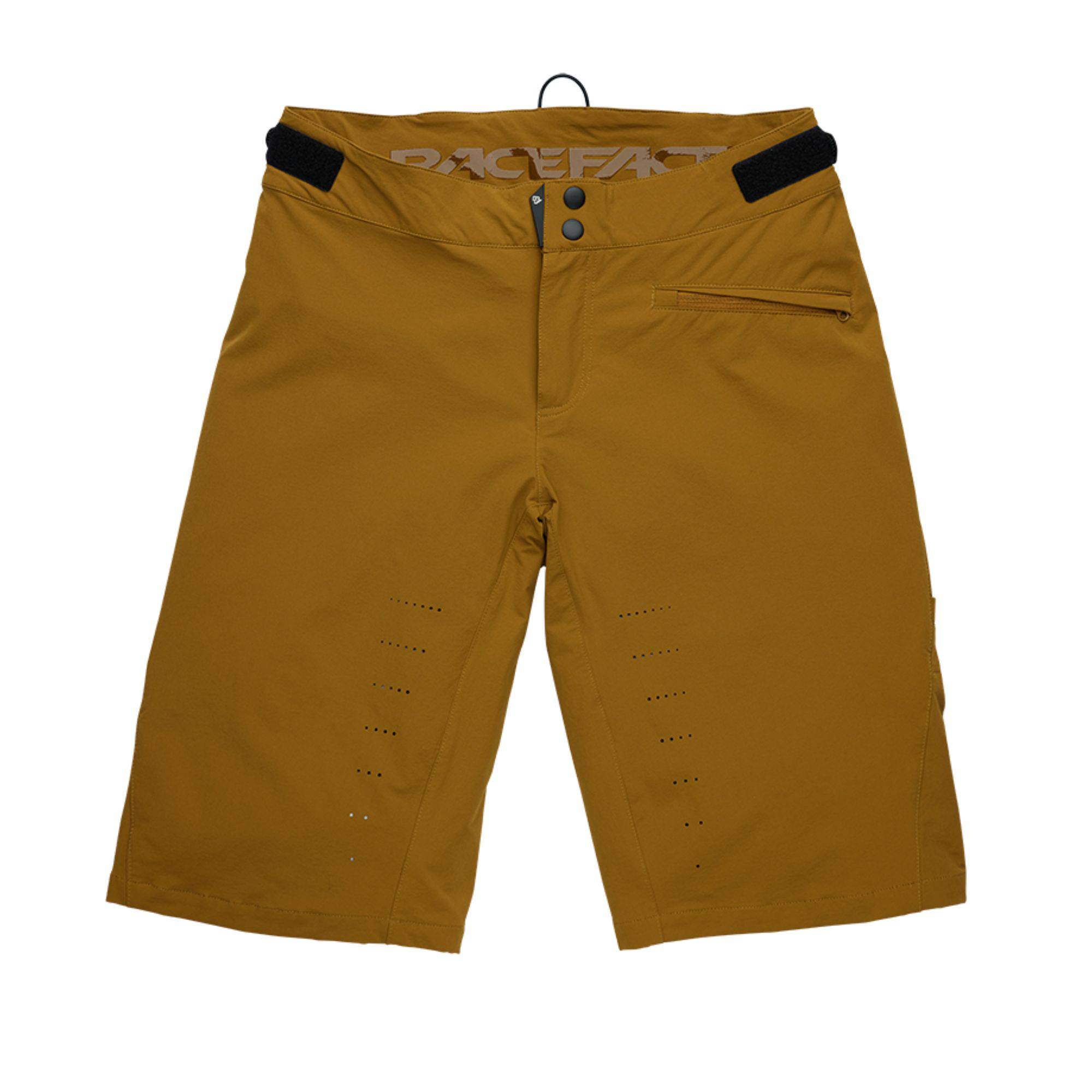 Race Face Indy Women's mountain bike shorts with adjustable waist and zippered pockets, lightweight and breathable for cycling.