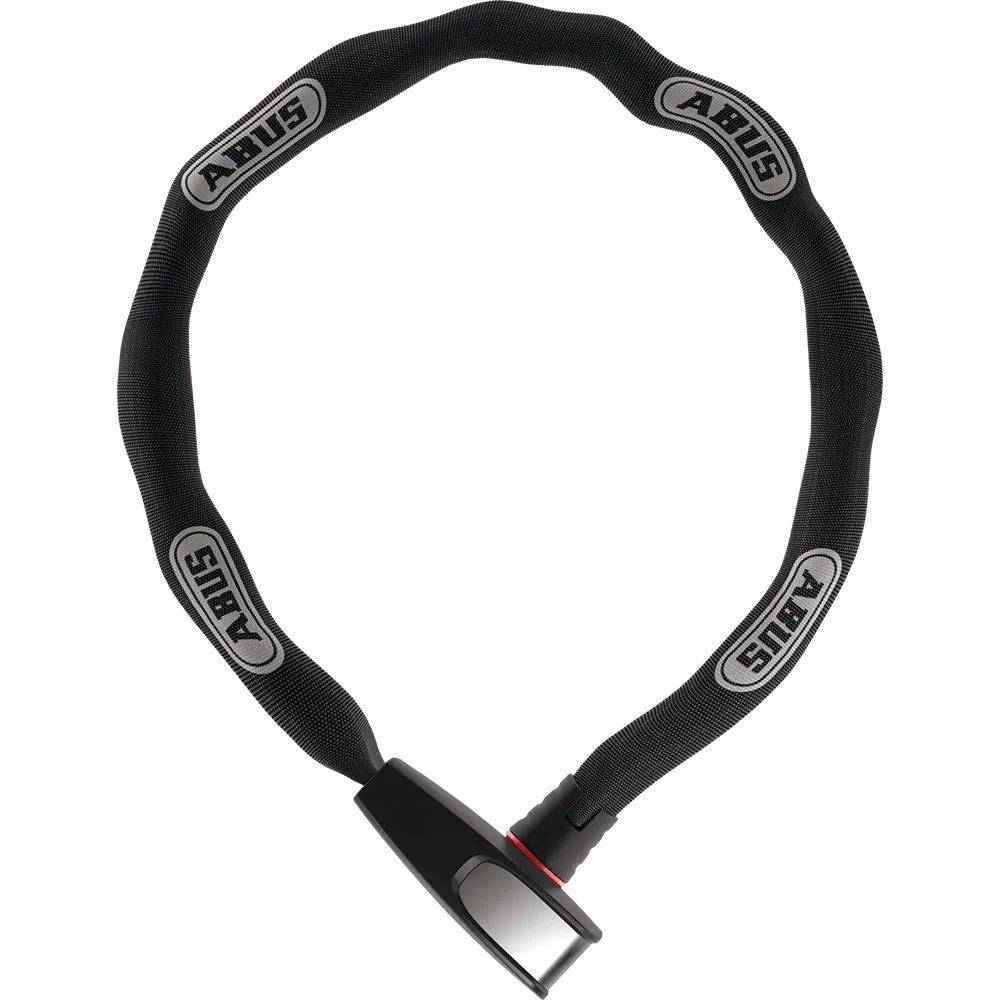 ABUS Catena 6806K/85 BK flexible bike security chain lock with black woven steel chain and protective cover.