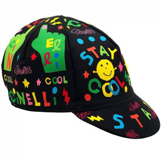 Cinelli Sammy Binkow Stay Cool cycling cap, unisex Italian-designed headwear, featuring lightweight fabric and colorful pattern.