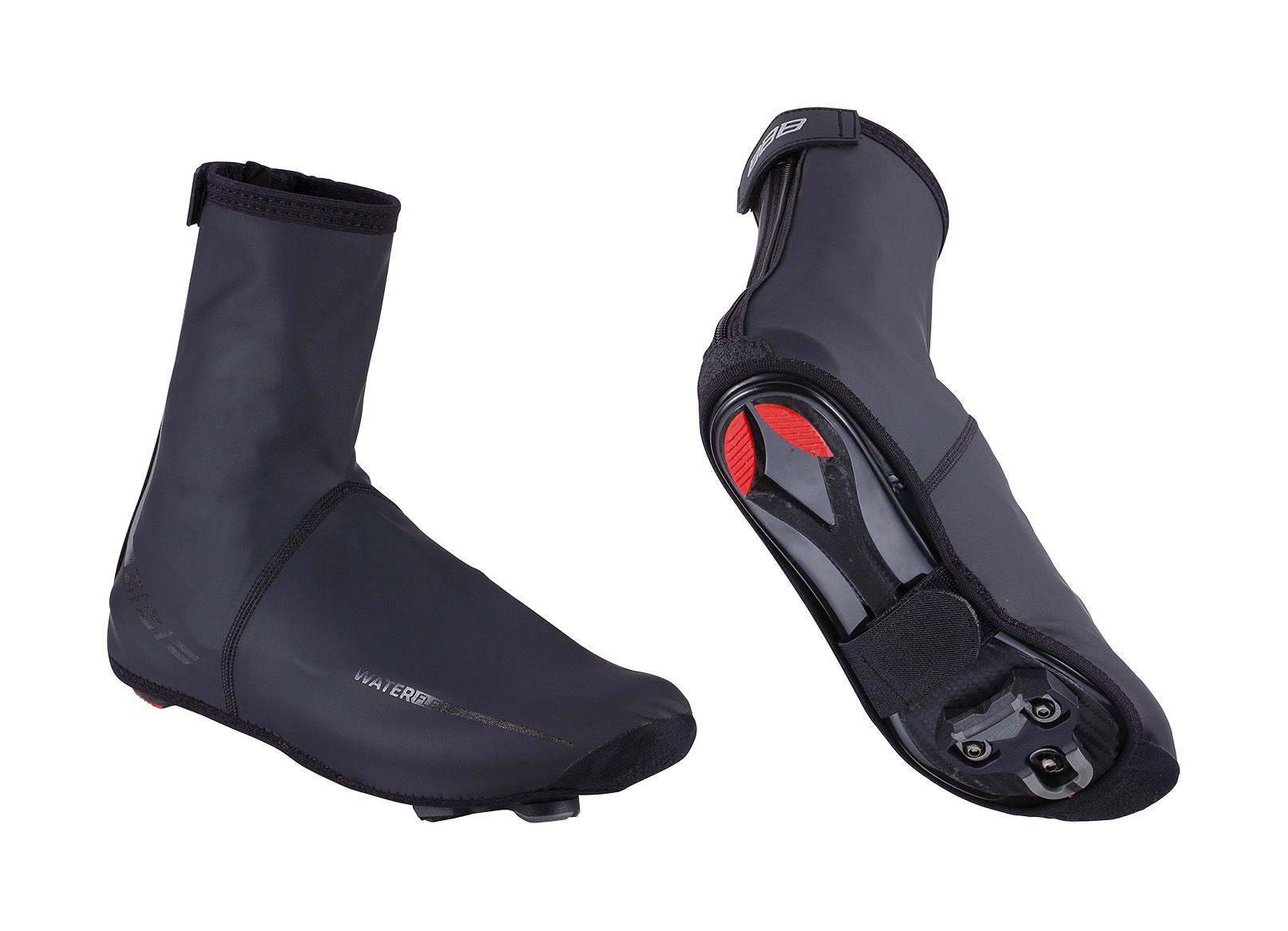 Black BBB WaterFlex Shoe Covers in size 37-38, waterproof cycling and skate overshoes, designed to protect footwear from water.
