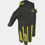 Fluro yellow Fist Handwear gloves with Clarino palm for grip and comfort, shown in close-up image.