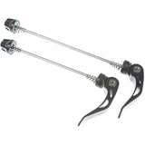Pair of M Part quick release wheel skewers for road bike rear hub, 130mm, lightweight metal bike components.