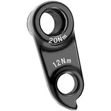 Black alloy M Part gear hanger for KTM bikes, made from cold-forged 6061 aluminum, showcasing a durable bicycle component.