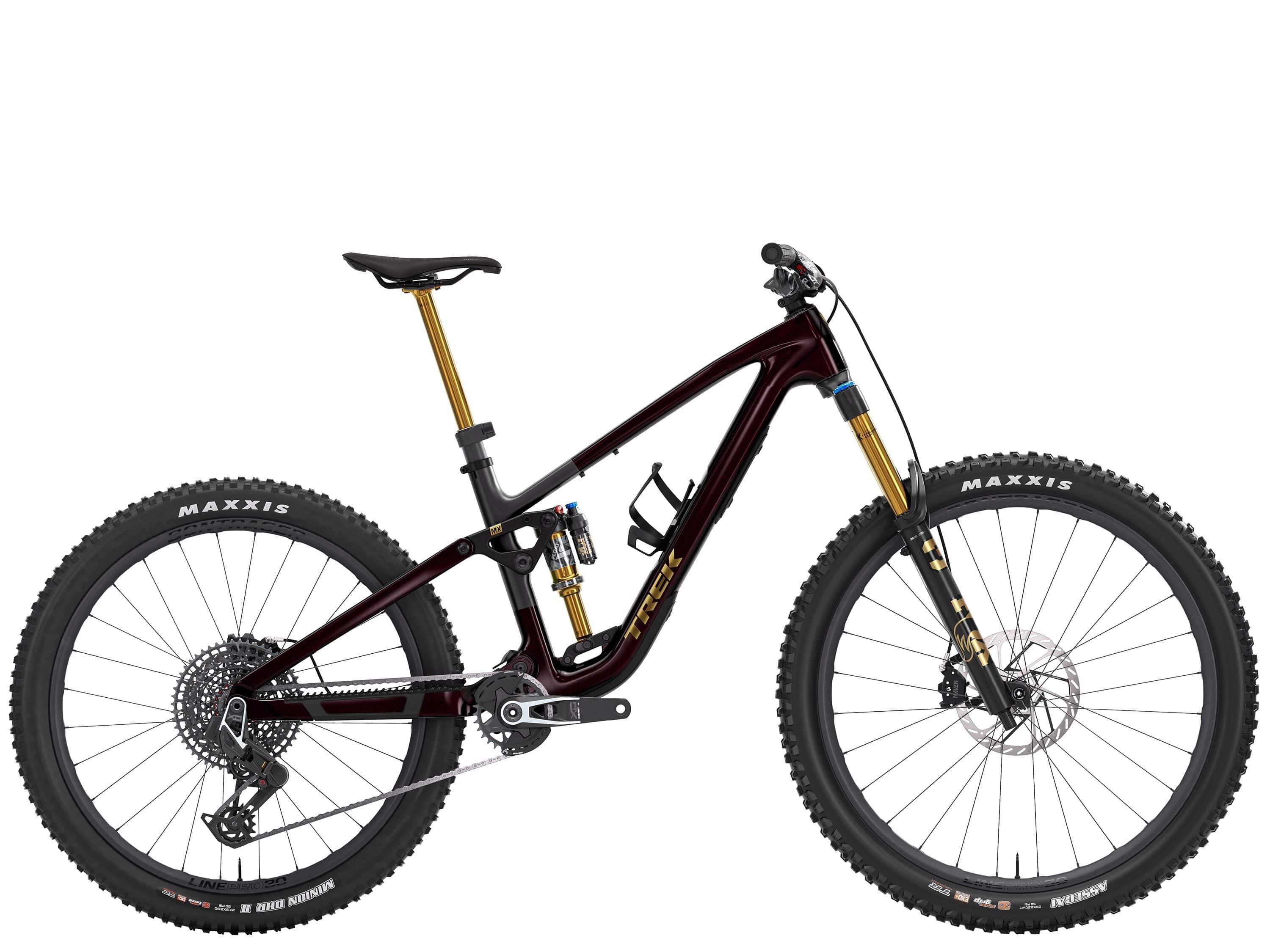 Trek Fuel MX 9.9 X0 AXS Gen 7 mountain bike with full suspension, electronic shifting, and rugged trail-ready design.