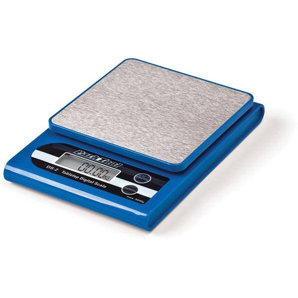 Park Tool DS-2 digital tabletop scale for precise workshop measurements, showing a clear digital display with weight readings.